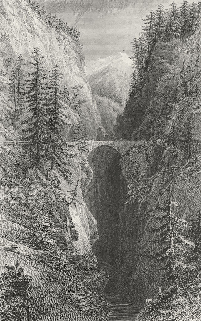 VIA MALA. Middle bridge. Germany. Tombleson 1830 old antique print picture